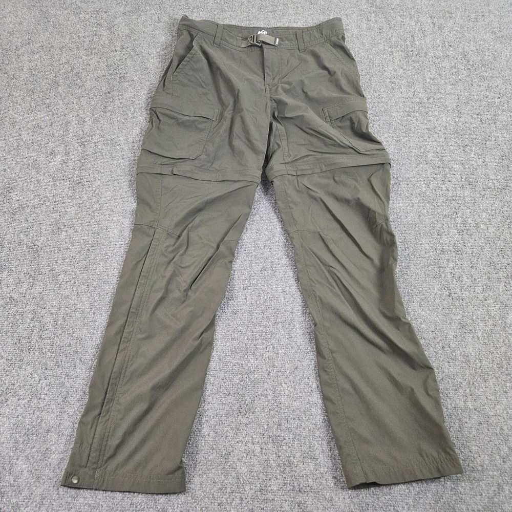 REI Co-op Convertible Hiking Pants Womens 10 Green Relaxed Sahara Cargo Trail
